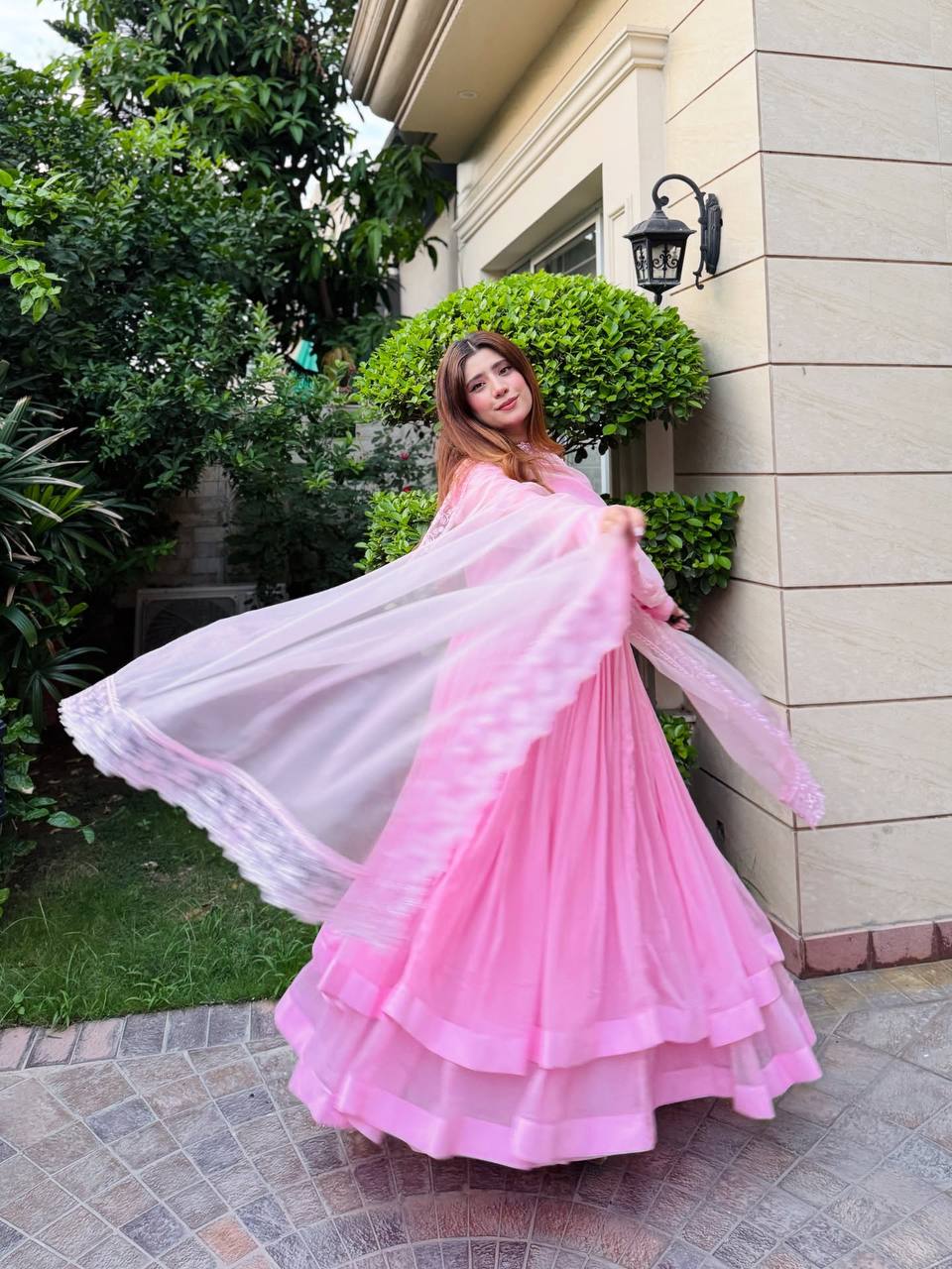 Pink Anarkali Dress-Dupatta - Festive & Party Wear