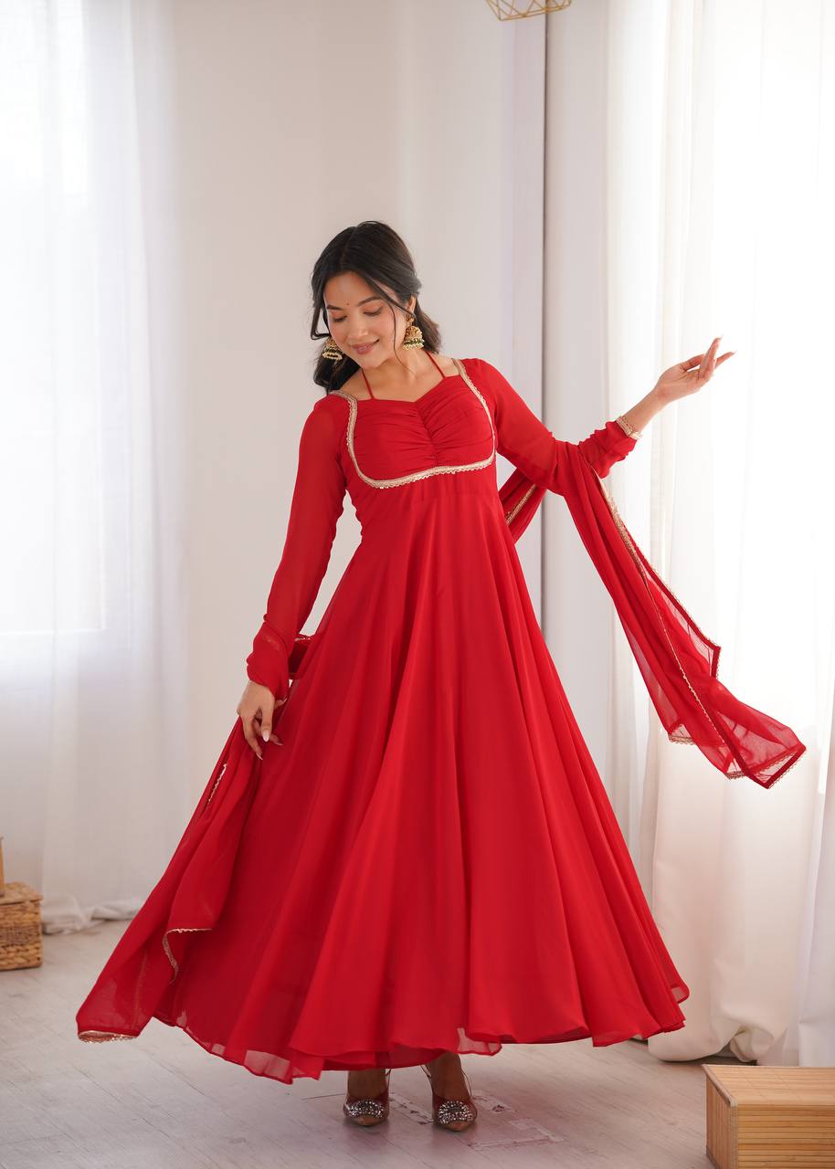 Heavy Fox Blooming Georgette 7-Meter Flare Anarkali Gown Set