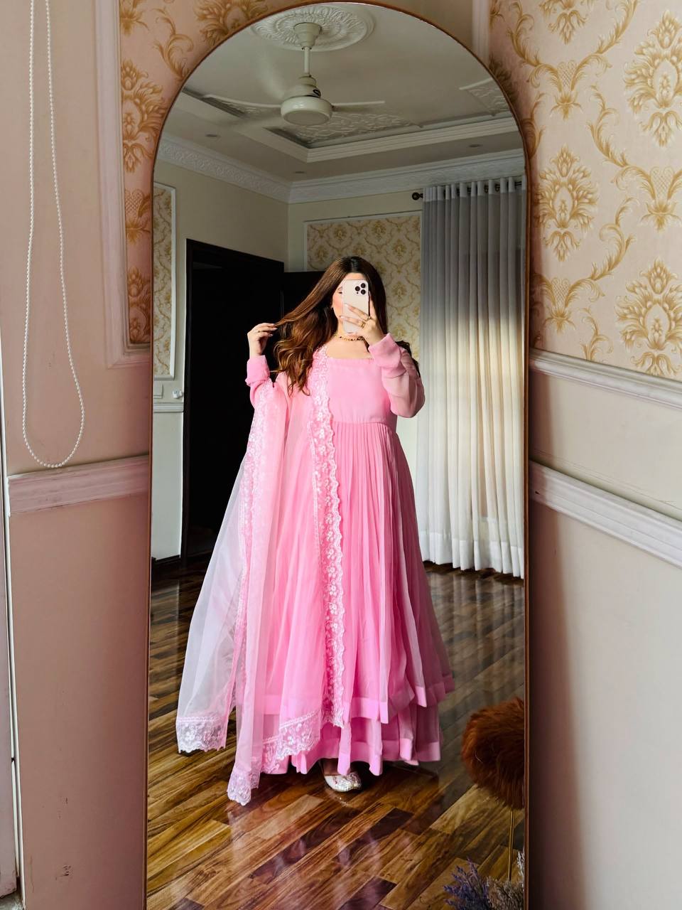 Pink Anarkali Dress-Dupatta - Festive & Party Wear