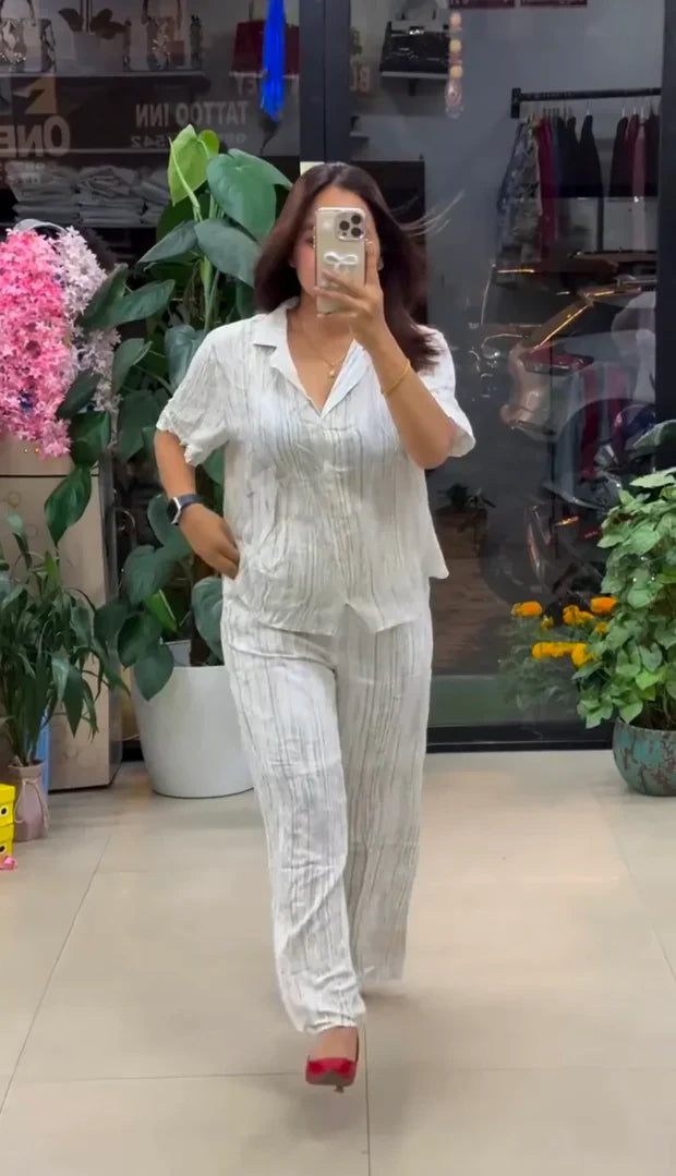 White Pure Linen Co-ord Set