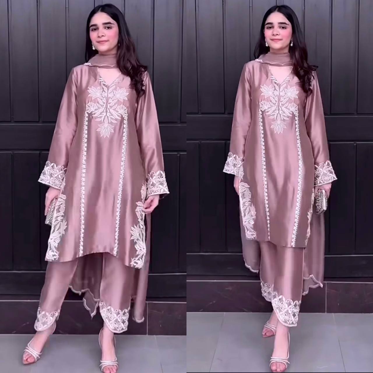 Luxurious Suit Adorned with Intricate Lace